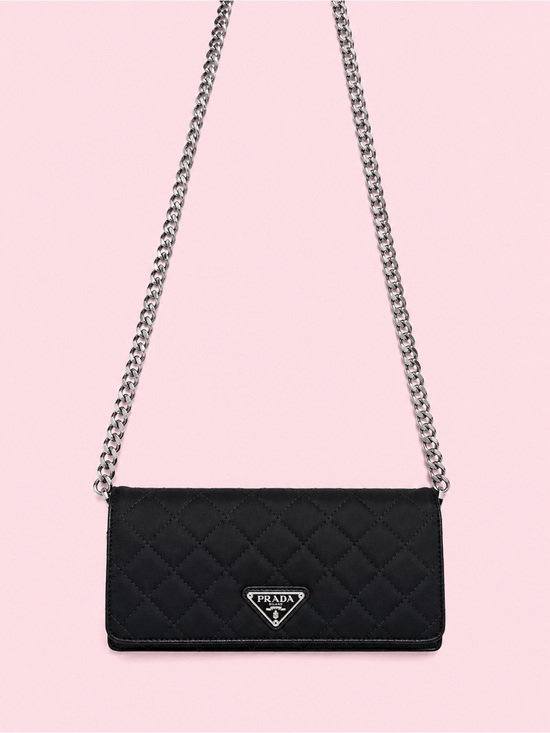 Prada Handbags - Prada Black Quilted Chain Crossbody Wallet